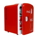 Koolatron Coca-Cola Classic Coke Bottle 4L Mini Fridge w/ 12V DC and 110V AC Cords, 6 Can Portable Cooler, Personal Travel Refrigerator for Snacks