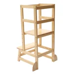 Kitchen Step Stool with Safety Rails Natural