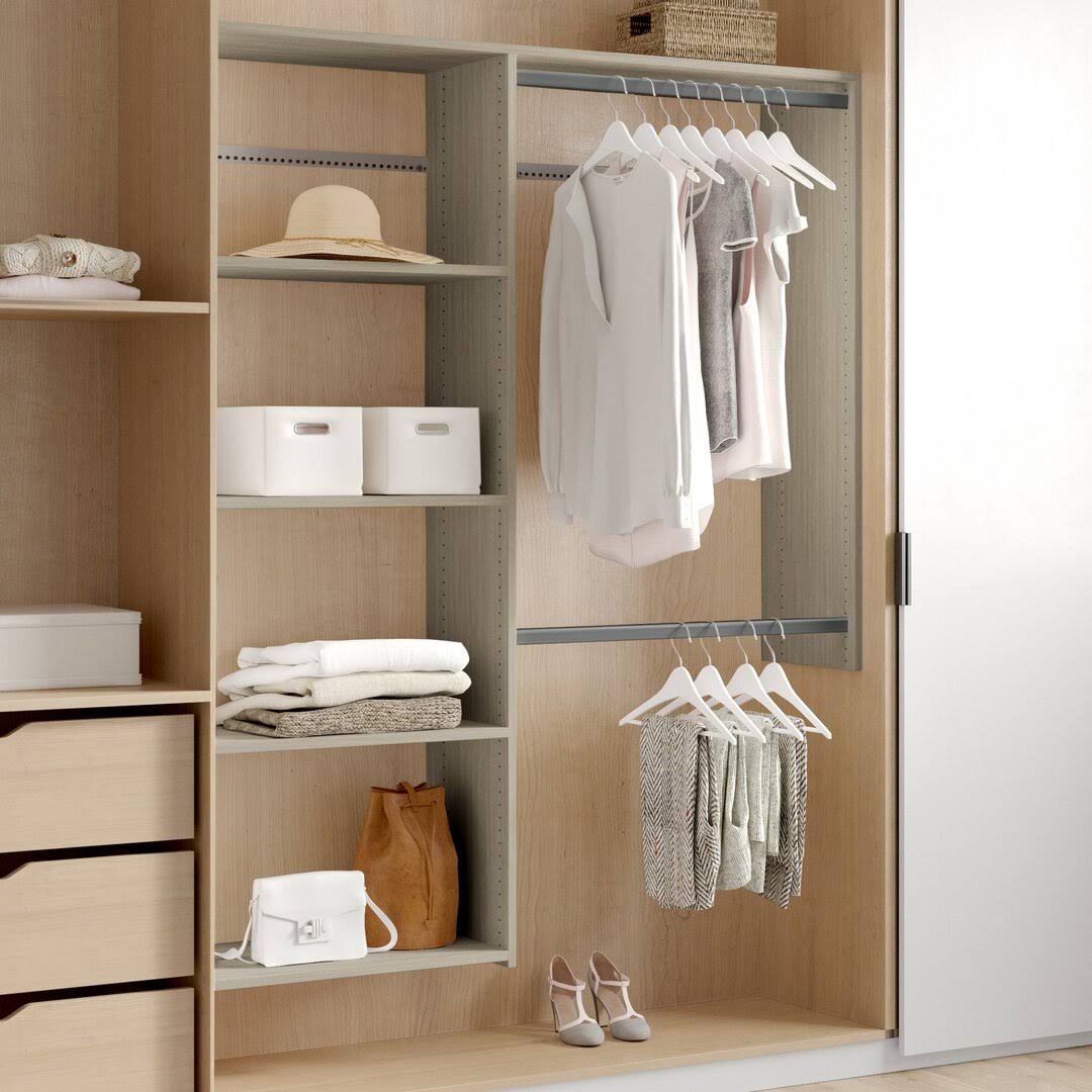 9c215c67bbfd75dd967c58a11e7c51e4189e1b3b98da65d3e77e78fb9b212d35.jpg Grid 36" W - 60" W Closet System Starter Kit Dotted Line Finish: Weathered Gray - Image 1
