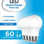 Great Value LED Light Bulbs, 60 Watts Eqv, Daylight, A19 General Purpose Light Bulbs, 5YR, 4pk 93131086