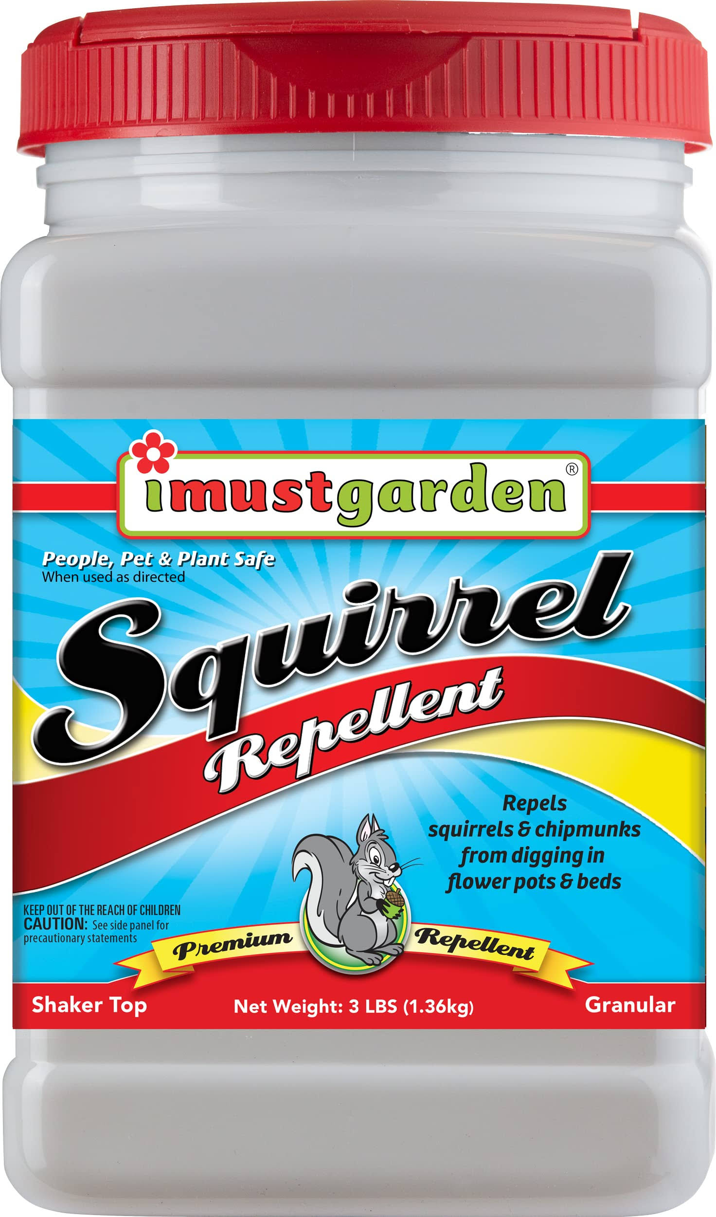 9c2aaa52fb6455c184dd4139224d8e8a60348417424a095af72a3cc9c940a4a0.jpg I Must Garden Squirrel Repellent - 3lb Granular - Stops Digging in Flower Pots & Beds - Image 1