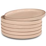 Mora Ceramic Flat Plates Set of 6-8 in - The Dessert, Salad, Appetizer, Small Lunch, Etc Plate. Microwave, Oven, and Dishwasher Safe, Scratch