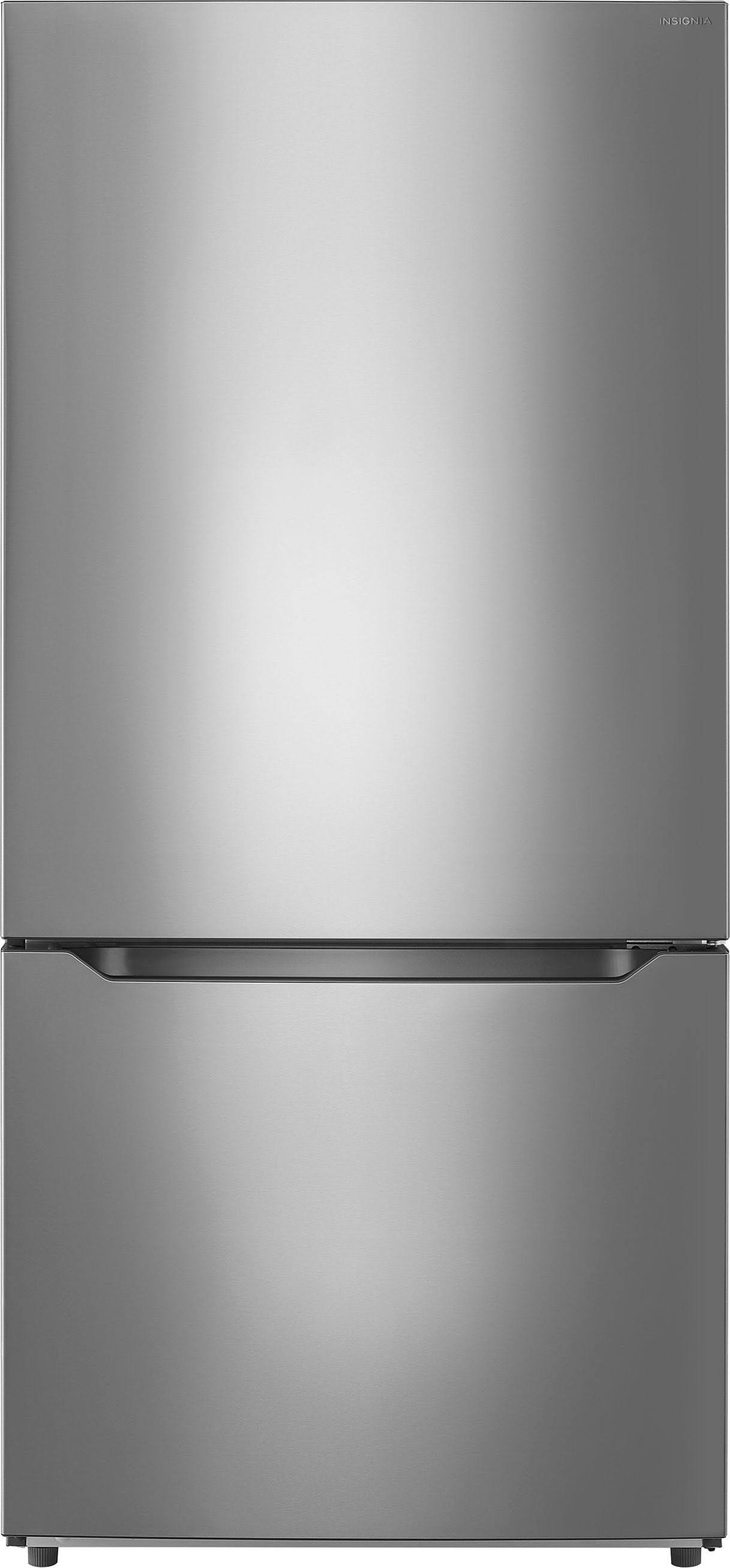 9c98fed48fe02bd4da130def4c52272bd3119a05a2b384e999dc486a1dd39b6e.jpg Insignia - 18.6 Cu. ft. Bottom Freezer Refrigerator - Stainless Steel - Image 1