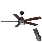 Hampton Bay 52132 Fanelee 54 in. White Color Changing LED Bronze Smart Ceiling Fan with Light Kit and Remote Powered by Hubspace