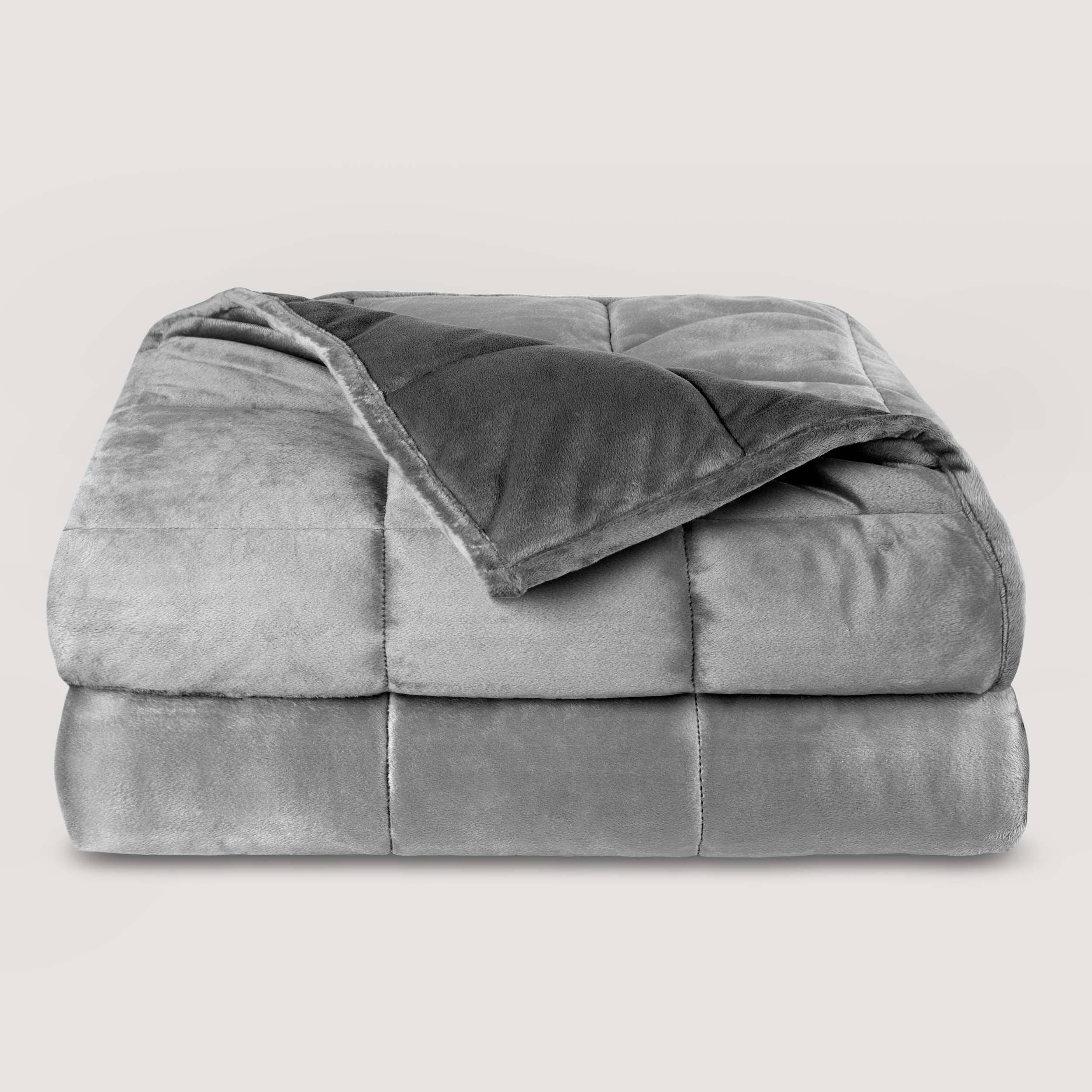 9ce14002cdf4863324e2192465c06880ab7ad9972f638107c1cdcb1296fa5f4b.jpg Bare Home Weighted Blanket, 7lbs (60" x 40") - Cotton - Light Grey - Image 1