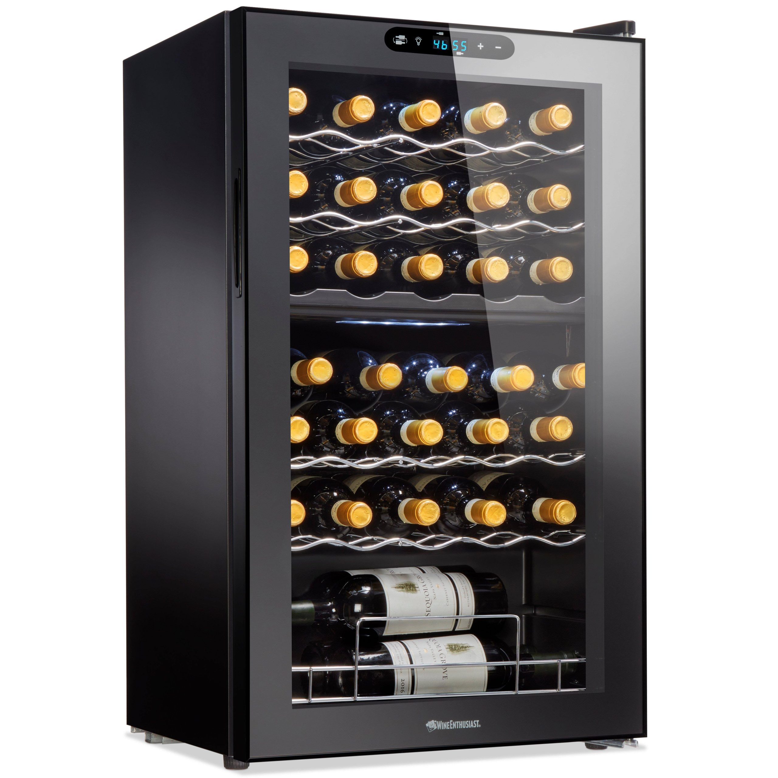 9ce7463e4942dad1fe888ddc7190844e58c36f751c925850d795db2ee3319414.jpg Wine Enthusiast 32-Bottle Dual Zone Max Compressor Wine Cooler - Image 1