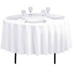 Linentablecloth 90-Inch Round Polyester Tablecloth White