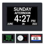 AINFTIME Clock with Day and Date for Elderly-3 Colors Display Digital Calendar Alarm Clock Dementia Alzheimers Clock with Extra Large Display (7in