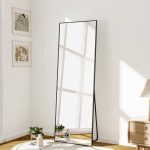 XRAMFY 18 in. x 58 in. Rectangular Black Classic Aluminum Alloy Framed Full Length Mirror Standing Floor Mirror