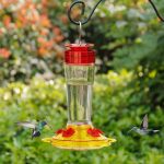 Shrdaepe Hummingbird Feeder, Glass Bottle Bird Feeders, 5 Feeding Ports (Red & Yellow)