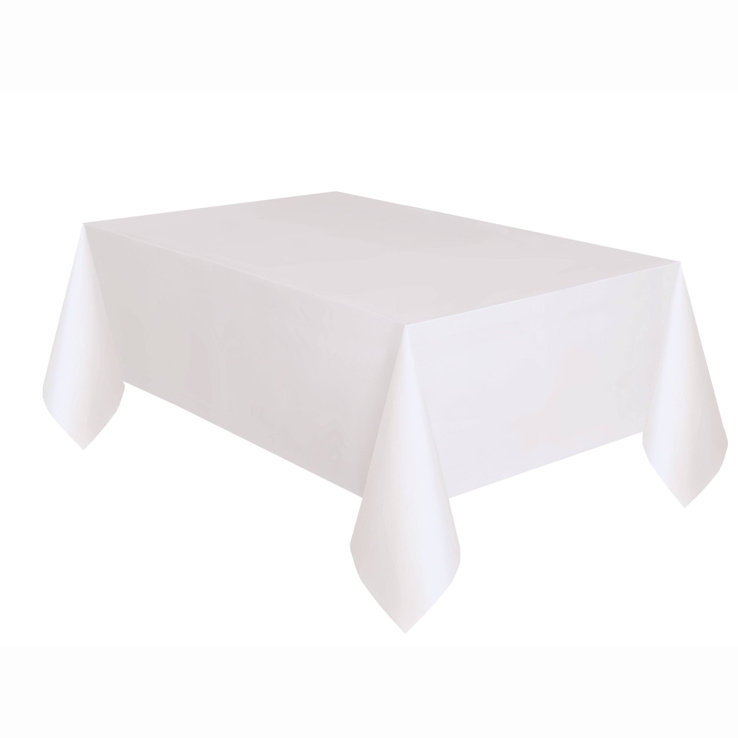 9d3531256066c55fece3a83a644b98cb7b03ee6fec366a27062e76a1b32f3546.jpg Way to Celebrate! White Plastic Party Tablecloth, 108in x 54in, Size: 108 x 54 - Image 1