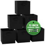 13 inch Fabric Storage Cubes for Cube Organizer - 6 Pack Heavy Duty Black Storage Bins - Cube Storage Bin, Use As A Clothes Storage Box in Closet, BAS