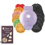 Dash Mini Waffle Maker with 7 Removable Plates. Spring and Summer Holidays. Purple Waffle Maker. Includes Storage Container.