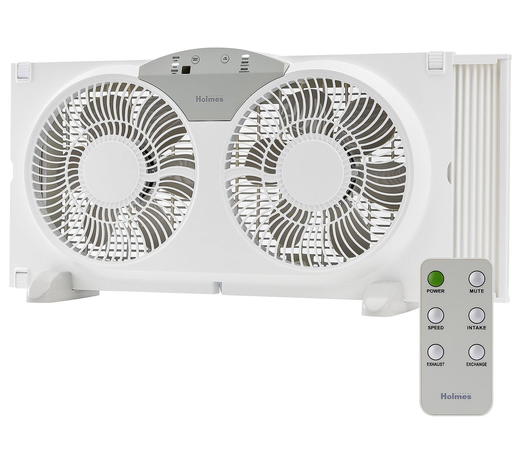 9d485913e30b77881bdfe231d47632e6c4e2236e8fd5f6056b333ebefd44a87b.jpg Holmes 9" Twin-Blade 3-Speed Digital Window Fan with Remote ,White - Image 1