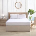 Tommy Bahama Solid Tailored Cotton Bed Skirt, King, Beige