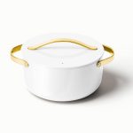 Caraway Dutch Oven in White with Gold Handles