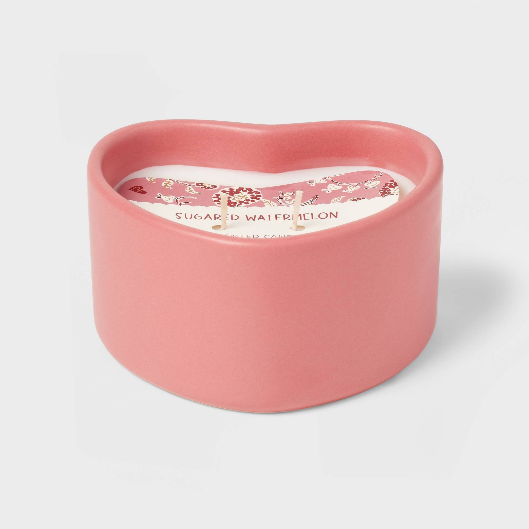 9d77e6c4819effade286dcd9e9fc8f15872c16df692fdb0854d27bd7f1b1002a.jpg Threshold Accents | Target Threshold Sugared Watermelon Ceramic Heart Shaped Candle | Color: Pink | Size: 8oz | Dealswithtiff's Closet - Image 1