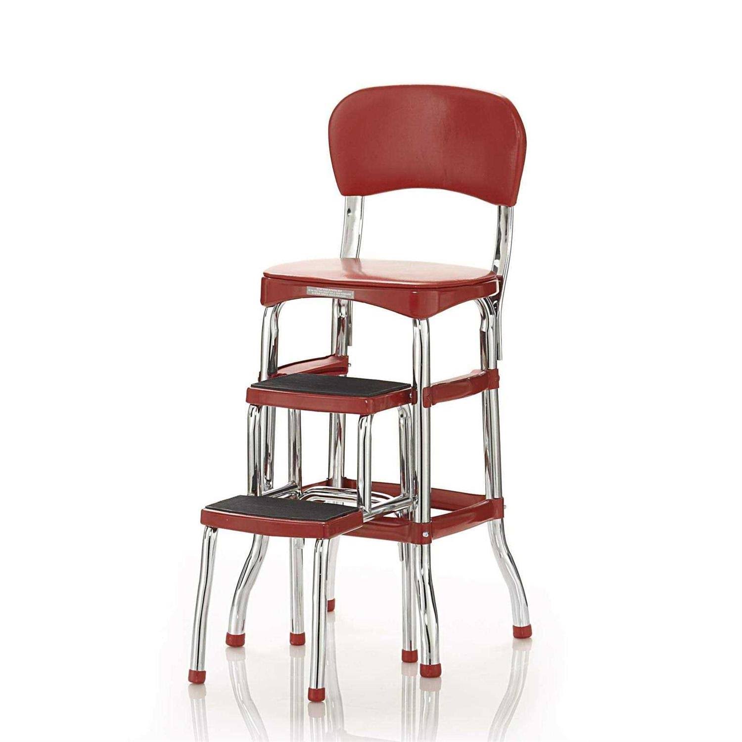 9d97b8683e71e7903f88214b3c08781f970b7654306c17a62bd54ec26c618155.jpg Cosco 11120RED1E Retro Counter Chair/Step Stool, Red - Image 1