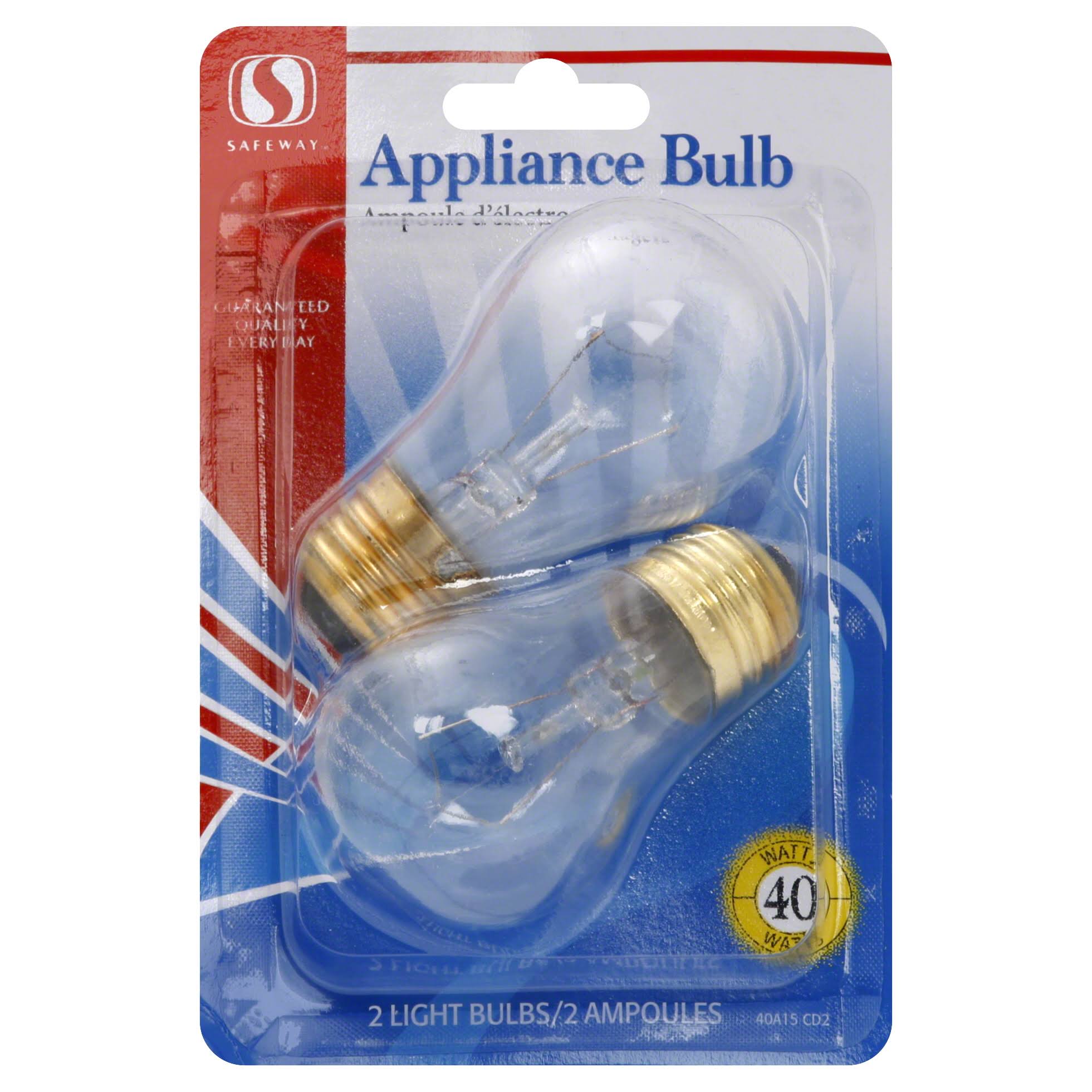 9d981bd6d599551fd07891ee9a2f7edf6bc271f86cf5caa9686b80ebdb9205a1.jpg Safeway Light Bulbs, Appliance, 40 Watts - 2 bulbs - Image 1