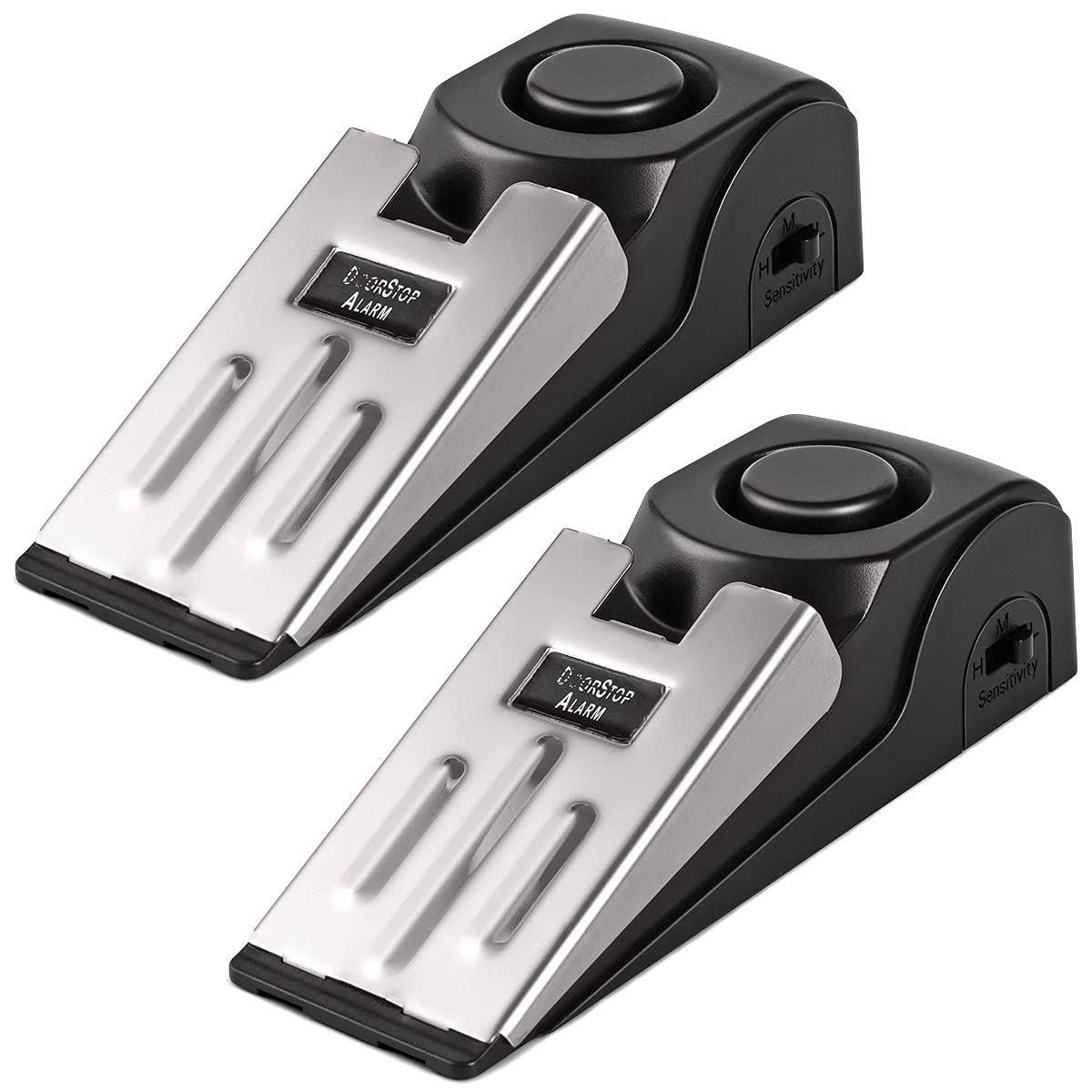 9d9baba217aa59b4ffb819b527f4af694d069df003282e6fcf2ded1e15602117.jpg Door Stop Alarm, Door Stopper Security for Home Travel Apartment with 120dB Siren Portable Safety Tool 2 Pack - Image 1