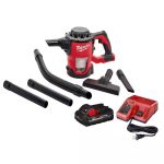 Milwaukee 0882-20-48-59-1835 M18 18-Volt Lithium-Ion Cordless Compact Vacuum w/ 3.0Ah Battery and Charger