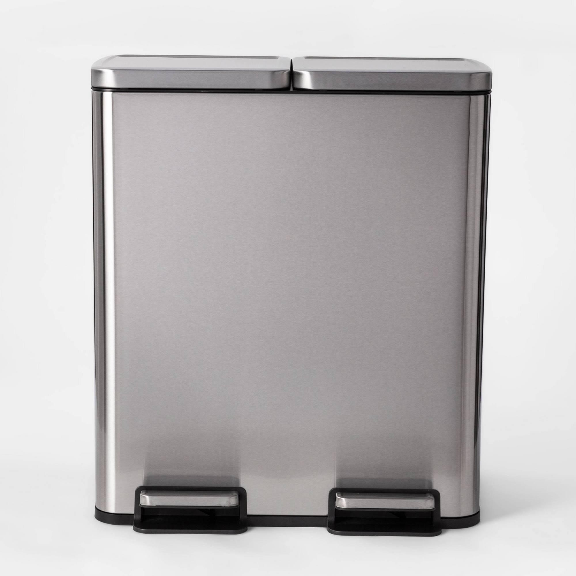 9db5358049f86246c60d3a72e048444d6a27839c90464d2bd927be06e0f1db87.jpg 60L Stainless Steel Step Trash and Recycle Can - Made by Design - Image 1