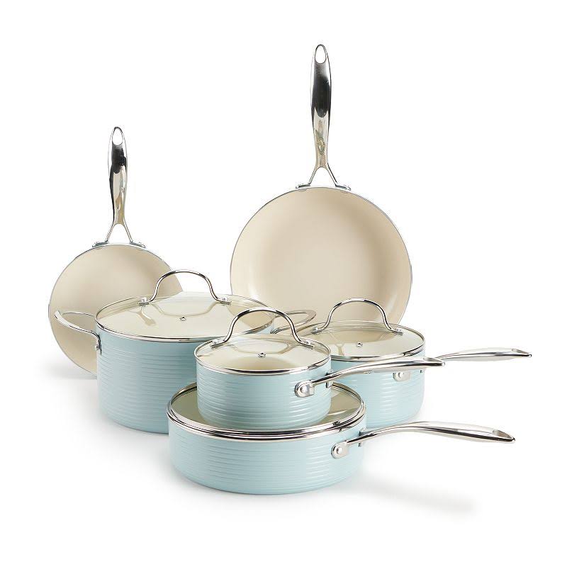 9db8479e1fee886640e846318bcc5ff889b68e896260784164a1d6539e920066.jpg Food Network Farmstead 10-pc. Nonstick Ceramic Cookware Set - Image 1