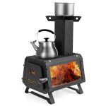 Costway Portable Wood Camping Burning Stove Heater with 2 Cooking Positions