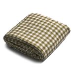 Botanical Green Gingham Linen Flat Sheet Size King by Piglet in Bed
