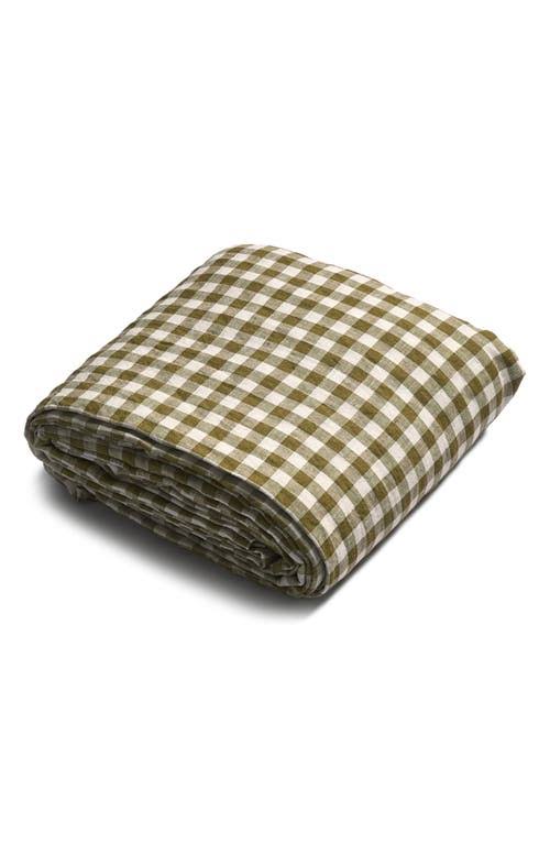 9dc56cdcfb15257b762eb0aaf74f3564df229469b1ef1a25ef6c145e9193b8cd.jpg Botanical Green Gingham Linen Flat Sheet Size King by Piglet in Bed - Image 1