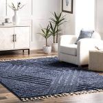 nuLOOM Risette Geometric Shag Tassel Blue 6 ft. 7 in. x 9 ft. Area Rug