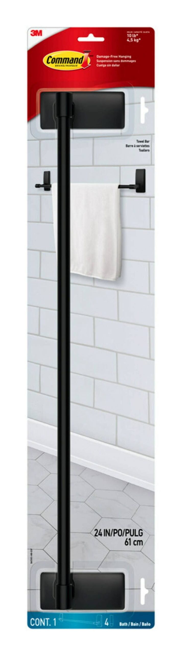 9dcb62995f38c2f74202204e04c95176ae4e749f3b3548df2ef3ae3aaf4389c7.jpg Command Bath Matte Black Towel Bar, 2 Large Strips - Image 1