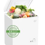 Chest Freezer Krib Bling Adjustable Thermostat Compact Freezers with Removable Storage Basket for House Kitchen Garage Basement (3.5 cu.ft, White)