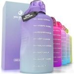 You Got This Living Motivational Water Bottle with Straw, One Gallon Water Bottle with Time Marker 128 oz/3.8L, Reusable Water Jug, All-Day Hydration