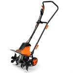 18'' Electric Tiller, Working Width(18''/12.5''), 8'' Tilling Depth with Foldable Handle, Removable Blade and Adjustable Wheels