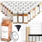 Laramaid 4oz 24Pack Spice Jars with 455 White Vinyl Spice Labels, Shaker Lids Dispenser with Airtight Silver Metal Caps, Cleaning Brush and