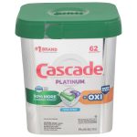 Cascade Platinum Dishwasher Detergent, Fresh Scent, ActionPacs - 62 actionpacs, 979 g