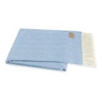 Lands Downunder Italian Herringbone Throw Blanket - Blue Denim