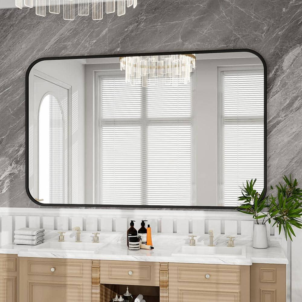 9e4f2b21f7283fbf34c33d006b803fd86dbac305d1bd46830c1cf023f8cd1e47.jpg 30 in. W x 48 in. H Rectangular Framed Black Wall Mirror - Image 1