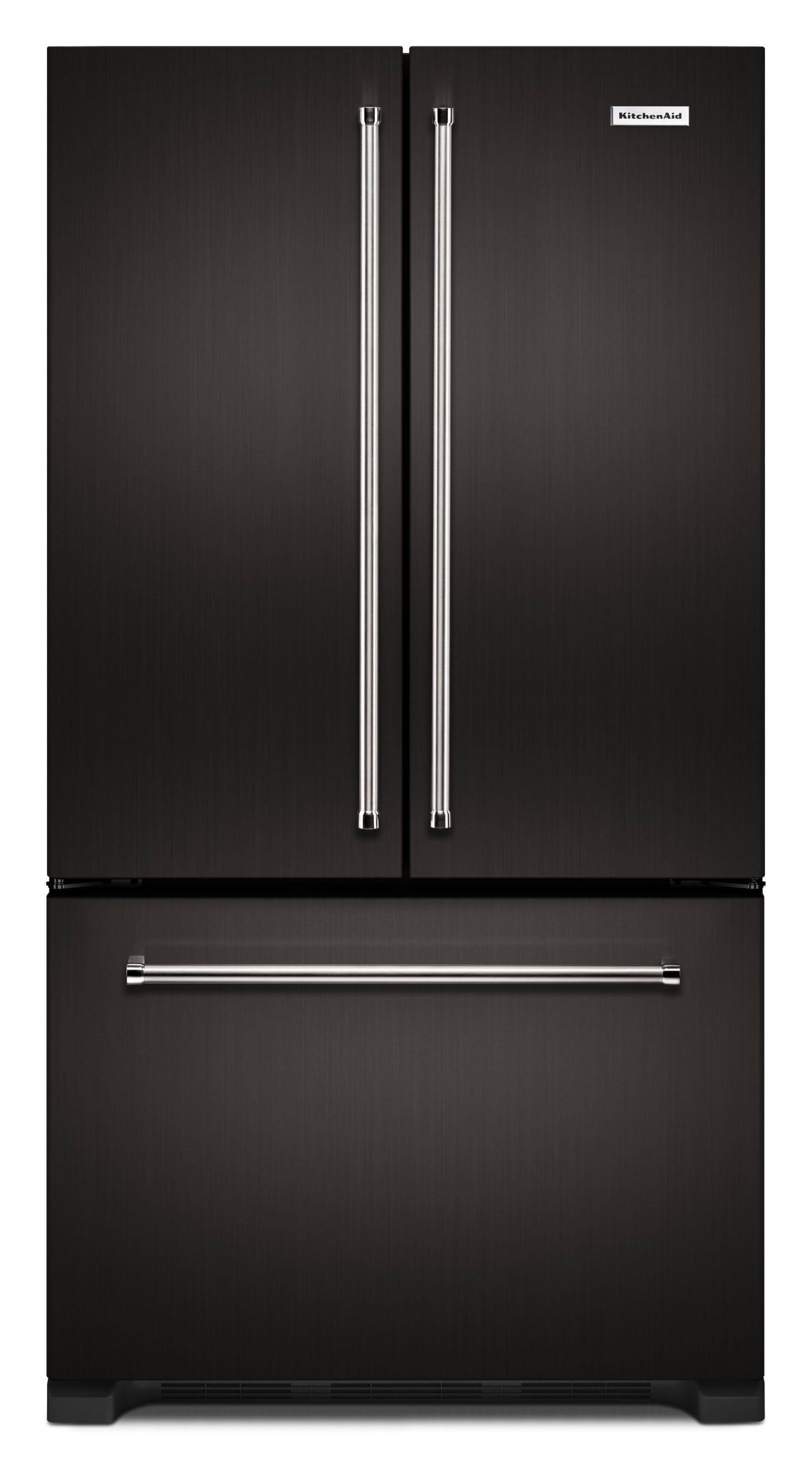 9e5b75917fa150da5aa6cb14a143cc588778e1dd8cce7b5e039f2189c2517914.jpg KitchenAid 36" 22 Cu. ft. Black Stainless Steel Counter Depth French Door Refrigerator - Image 1