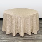 Your Chair Covers - 120 inch Round Crinkle Taffeta Tablecloth Champagne, Beige