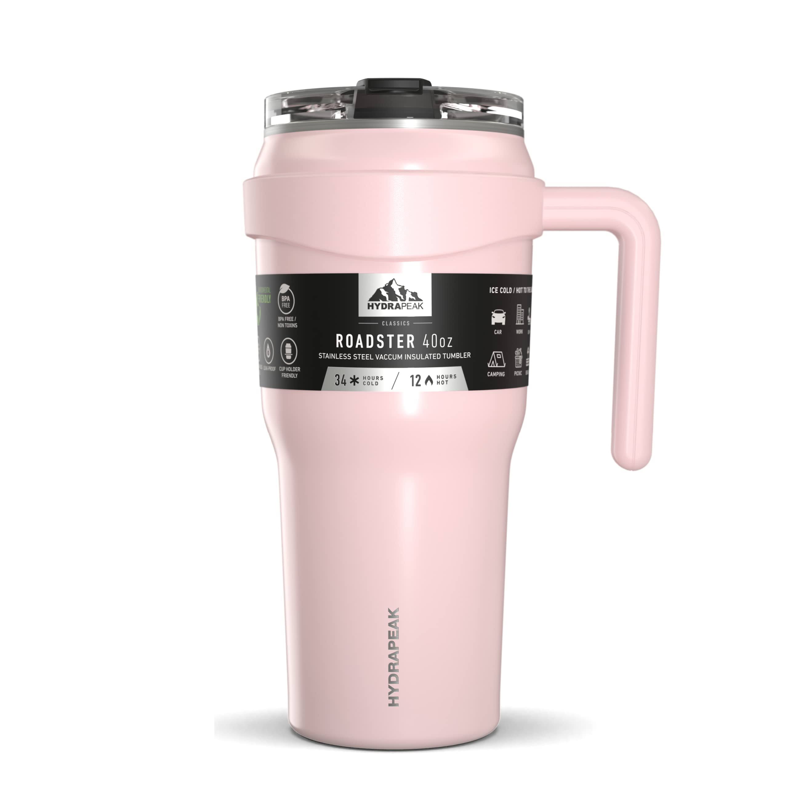 9e7b48166901f0cf2b9890c955b2aea393273231e89ee907e2c2403c55b37b25.jpg Hydrapeak Roadster 40oz Tumbler with Handle and Straw Lid Seashell - Image 1