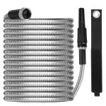 Metal Garden Hose 100ft w/ Super Tough & Soft Water Hose, Household Stainless Steel Hose, Durable Metal Garden Hose w/ Adjustable Nozzle, No