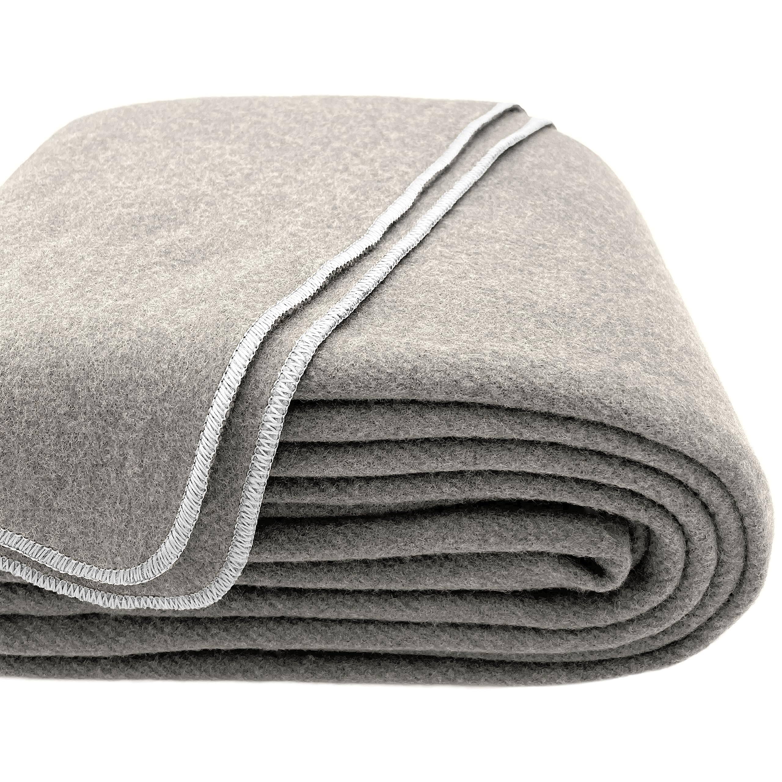 9ea1666d835062996c212f1b52cfdd6444c95f46702bdde2b407f114e0abf626.jpg Ektos King Size Wool Blanket, 90" x 108", Extra Large Outdoor Blanket for Camping or Home (Light Grey, King) - Image 1