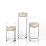 Yummi Set of 18 Floating Candles and Cylinder Vases - Sandstone