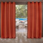 Exclusive Home Delano Indoor/Outdoor Heavy Textured Grommet Top Window Curtain Panel Pair 54x84 Mecca Orange