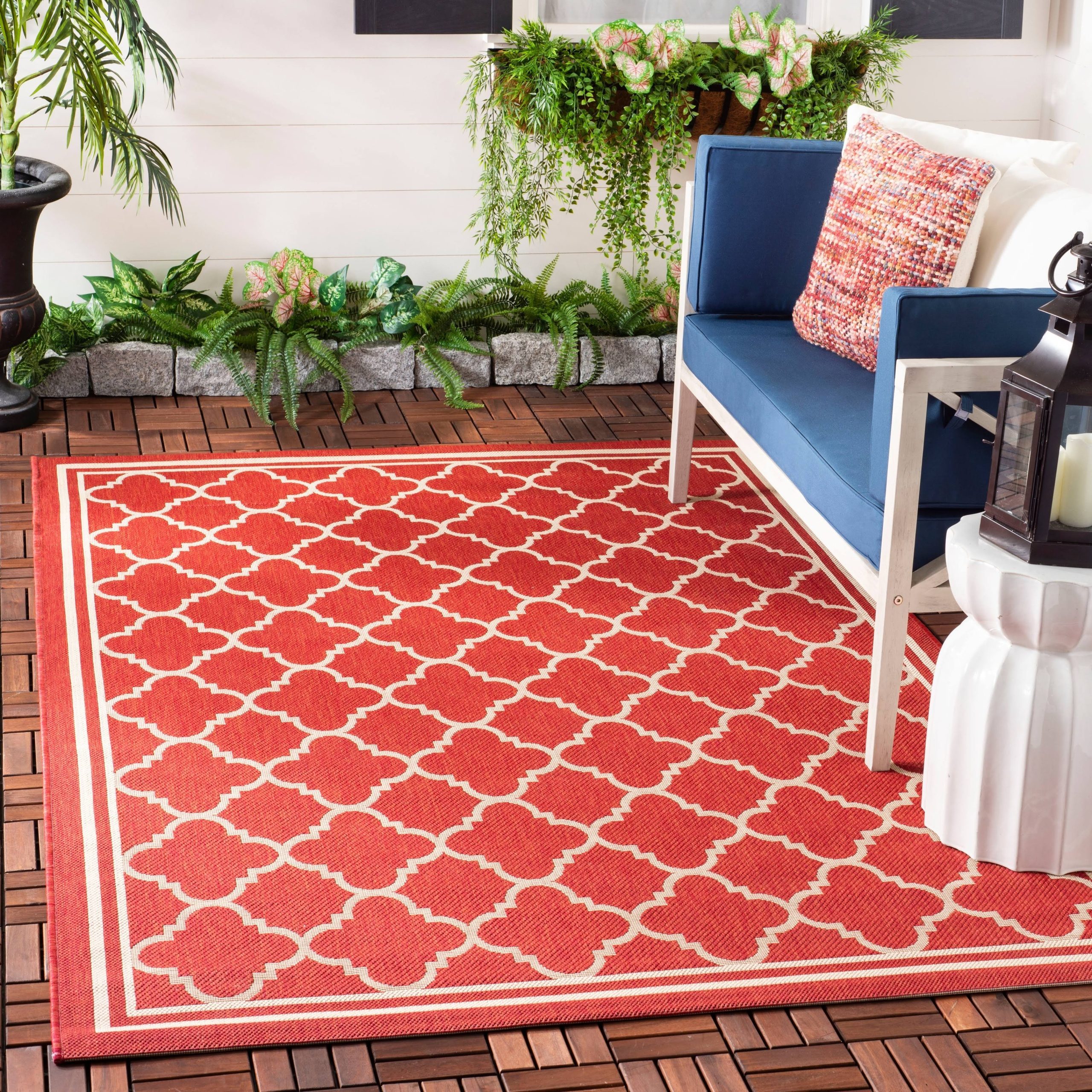 9f02410e2da5a40fd72ee121fa2cca0490f7c2053095c61e7884a45d4a92881e.jpg Safavieh Area Rug, Courtyard, Red / Bone, 2' 7" x 5' 0" - Image 1