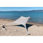 Sun Shelter Beach Shade Canopy by SkyBed, UPF 50+, Durable, Lightweight, 2-Pole, XL, Warm Gray