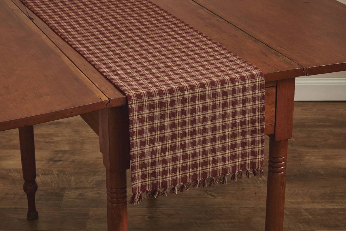 9f3836a8f1f839cb7e344dfd521bea2cf9c68f4c8962158c57f00cfee5a4d14d.jpg Park Designs Sturbridge Table Runner - 36"L - Wine - Image 1