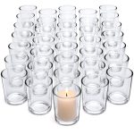 Letine Tealight Glass Votive Candle Holders Bulk Set of 36 - Clear Candle Holder for Festival Decor/Wedding Propose Parties Holiday and Home Decor